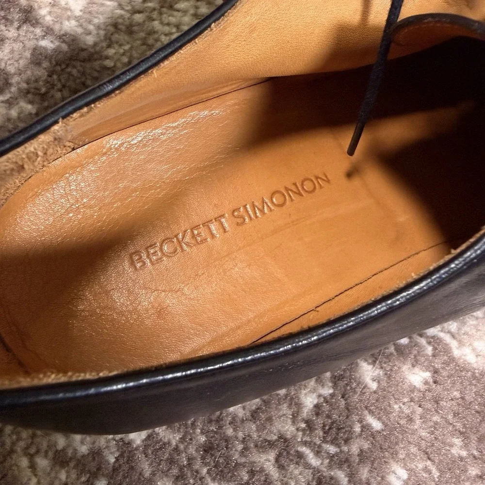 Beckett Simonon Men's Dunham Derbies Black Leather Oxford Dress Shoes Size 11.5